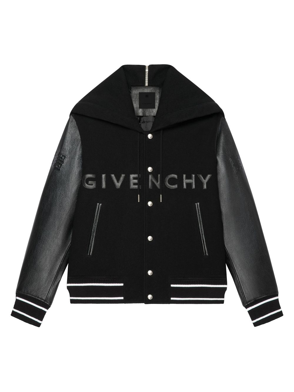 

Университетская куртка с капюшоном из шерсти и кожи Givenchy, черный