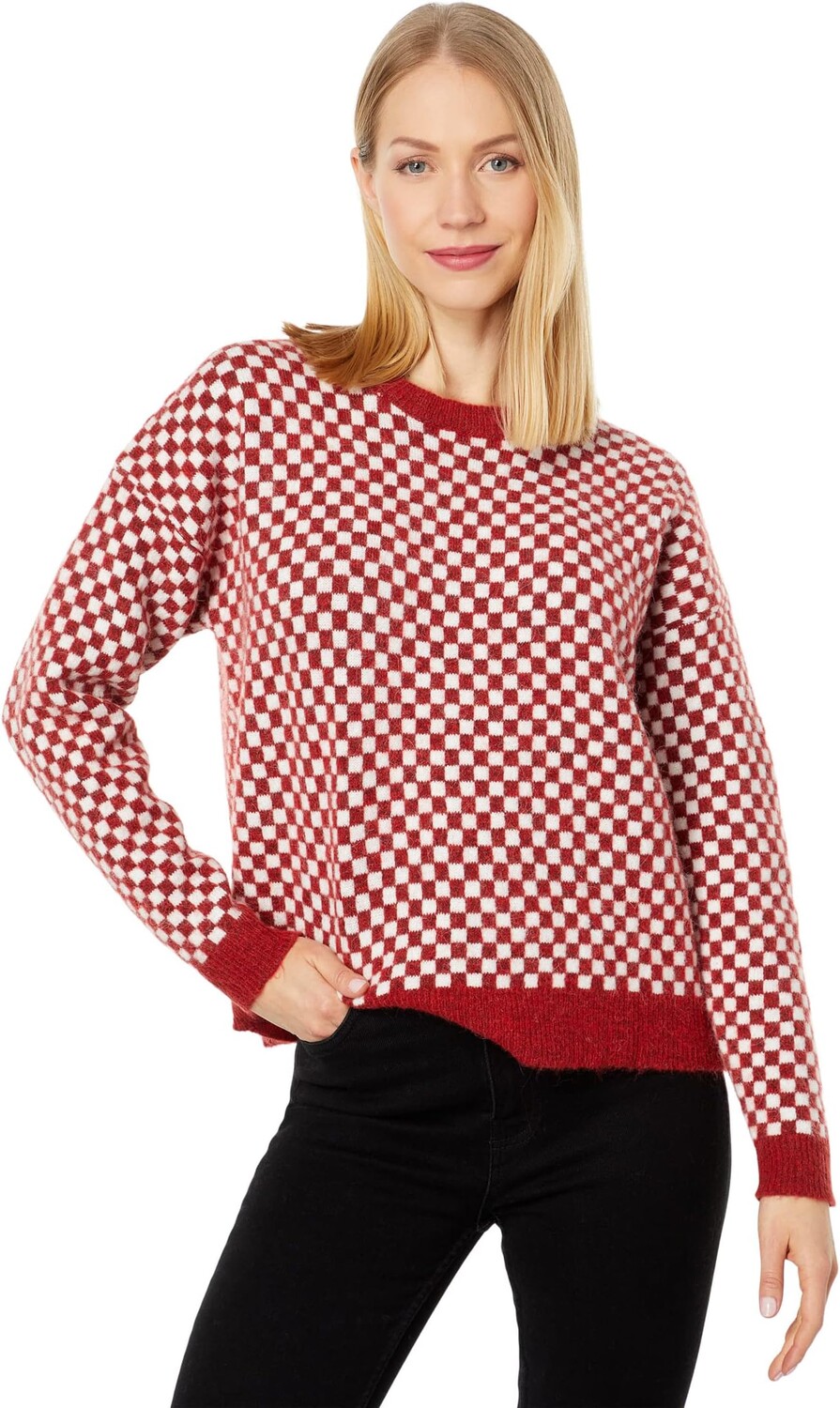 

Свитер Mallorca Checker Jacquard Crew Madewell, цвет Scarlet