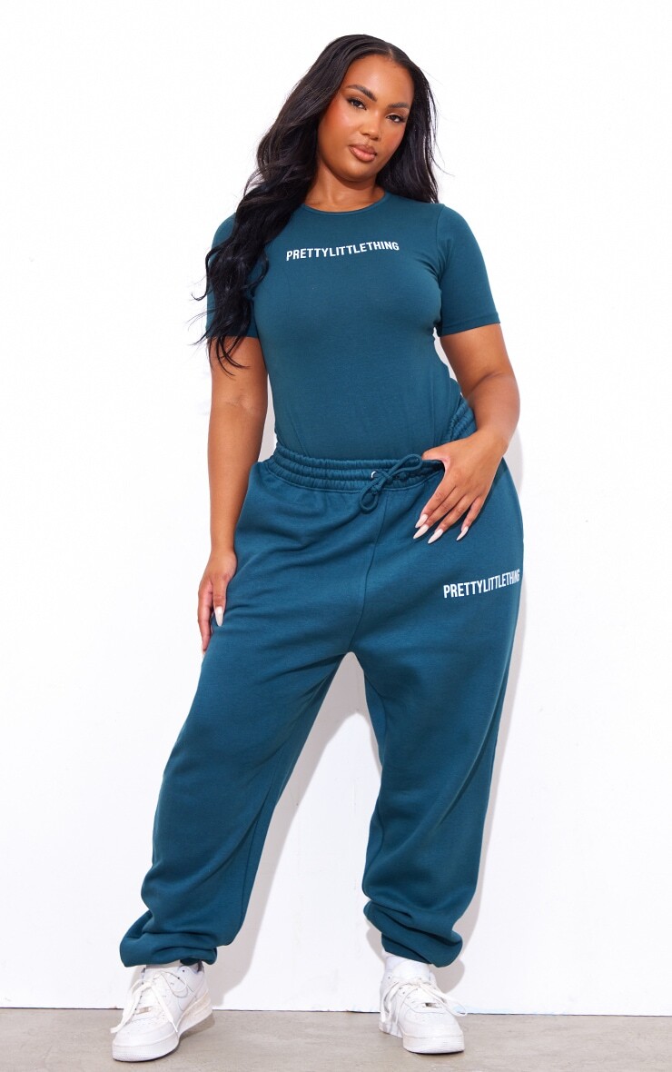 

PrettyLittleThing Плюс Бирюзовые джоггеры с высокой талией