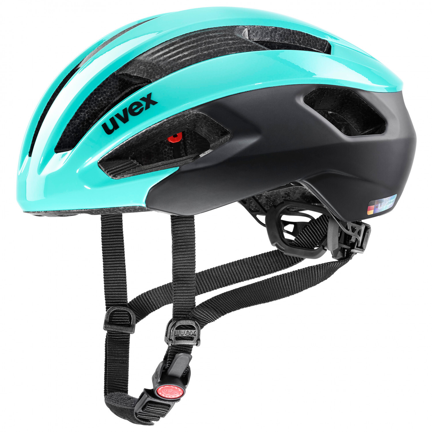 

Велосипедный шлем Uvex Rise CC, цвет Aqua/Black Matt