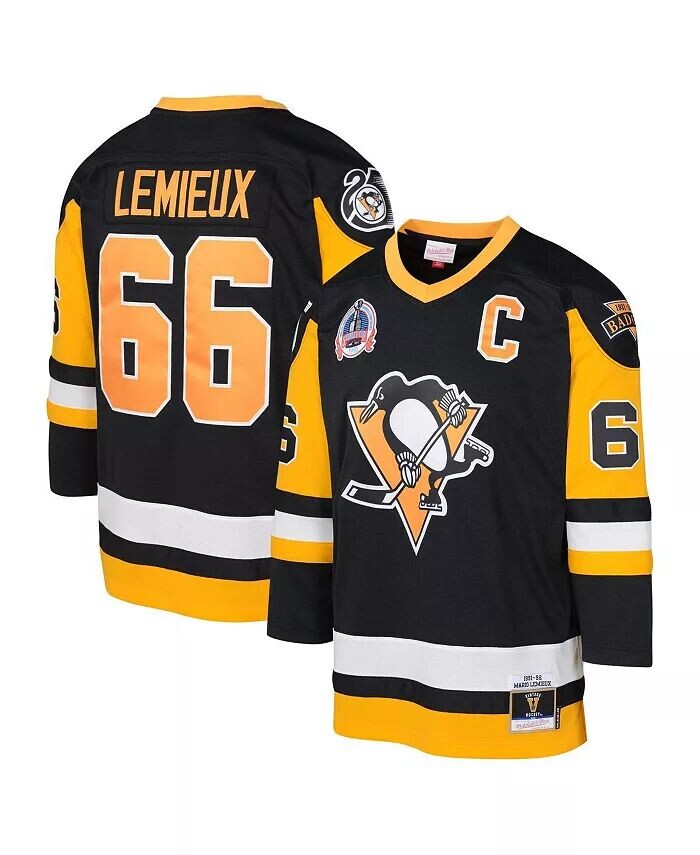 

Джерси игрока Big Boys Mario Lemieux Black Pittsburgh Penguins 1991-92 Blue Line Mitchell & Ness, черный