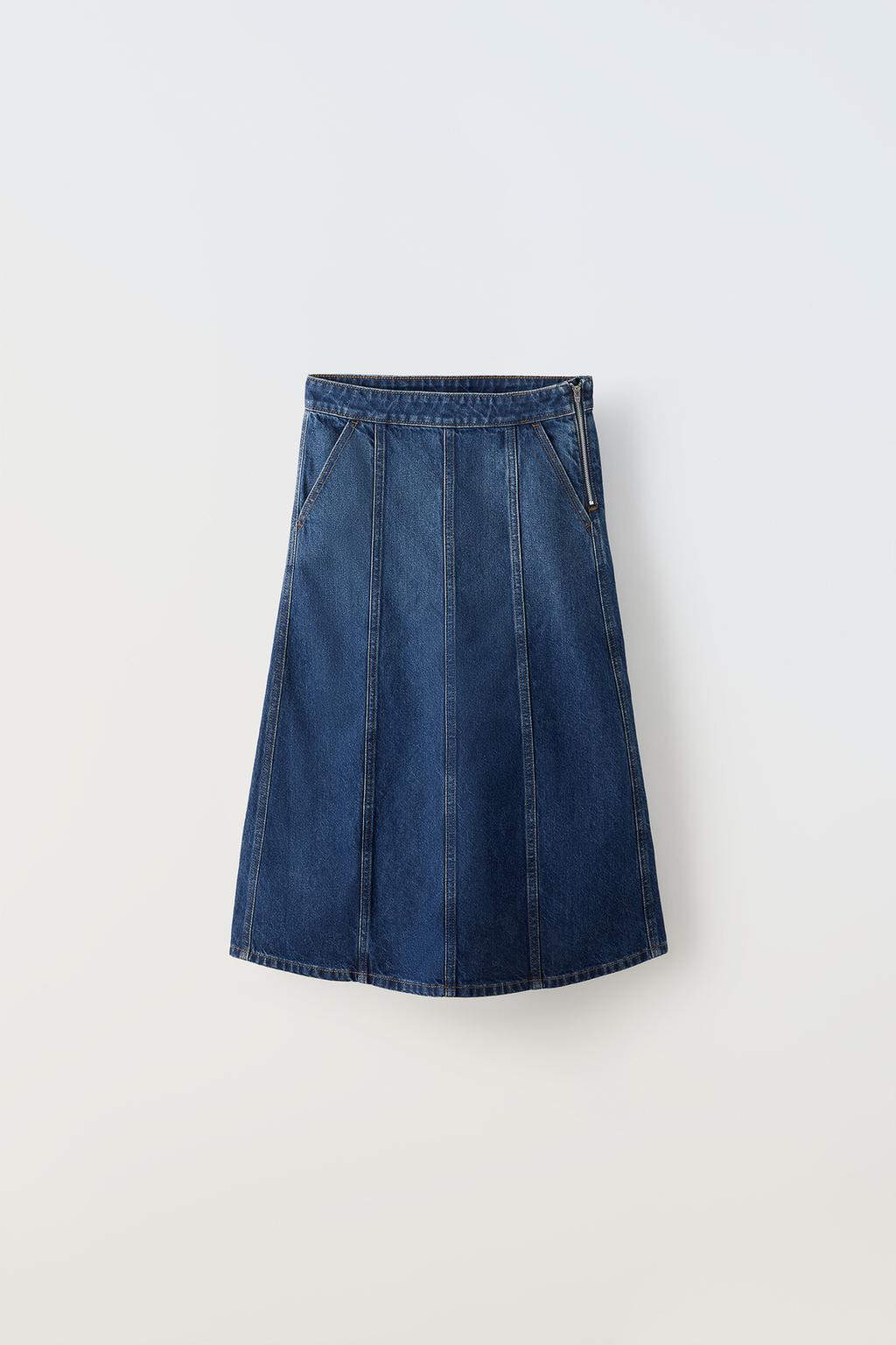 Длинная джинсовая юбка ZARA, синий юбка zara джинсовая 44 размер