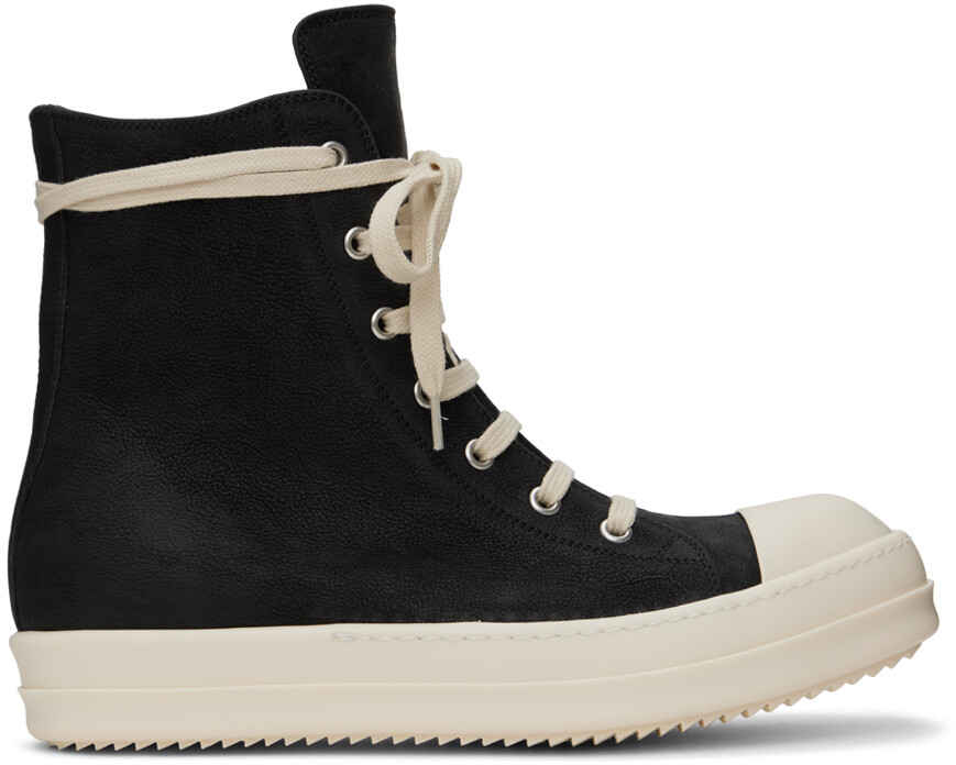 

Черные мытые кроссовки из теленка Rick Owens, цвет Black/Milk/Milk