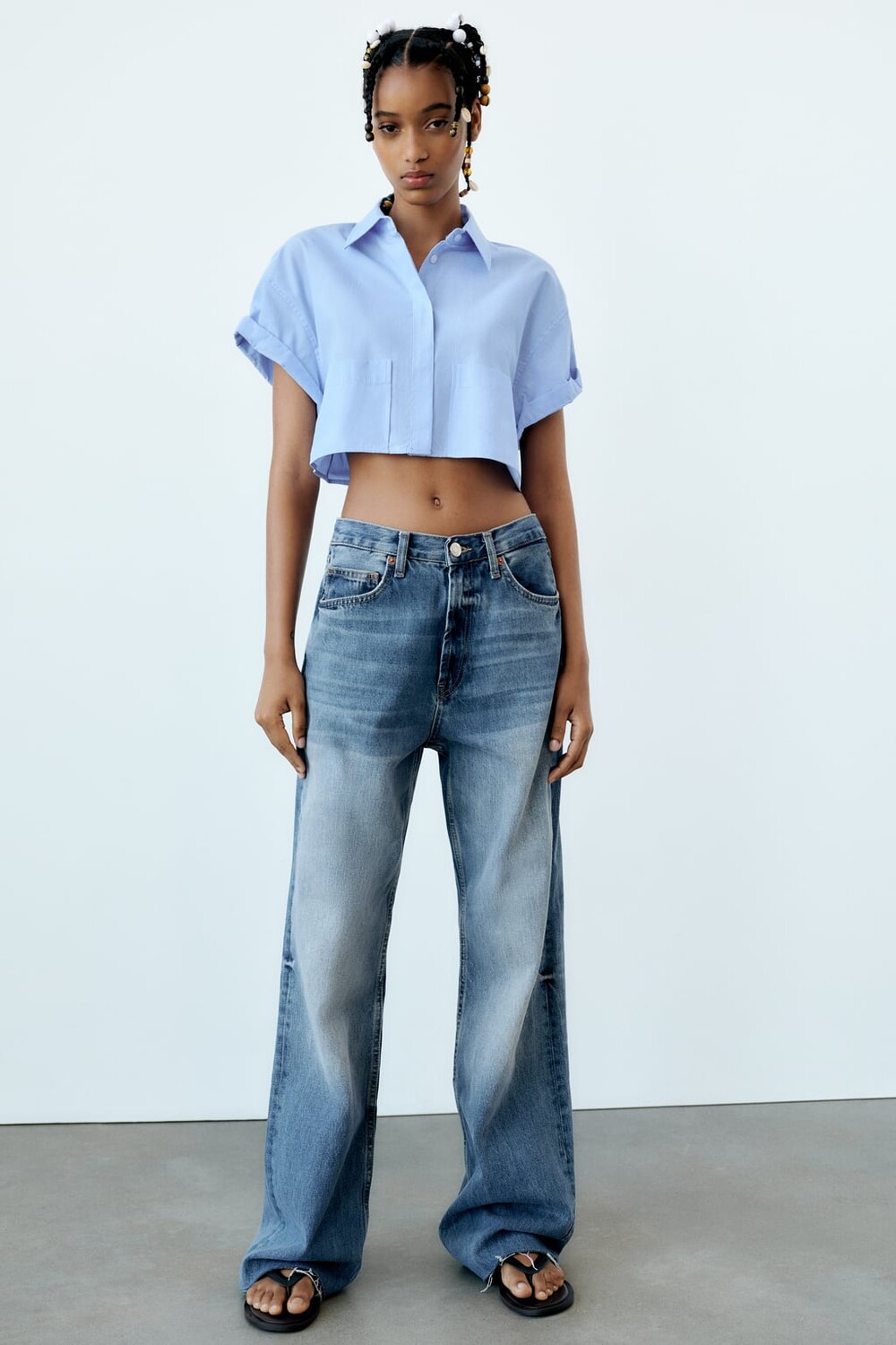 

Рубашка из поплина ZARA, белый