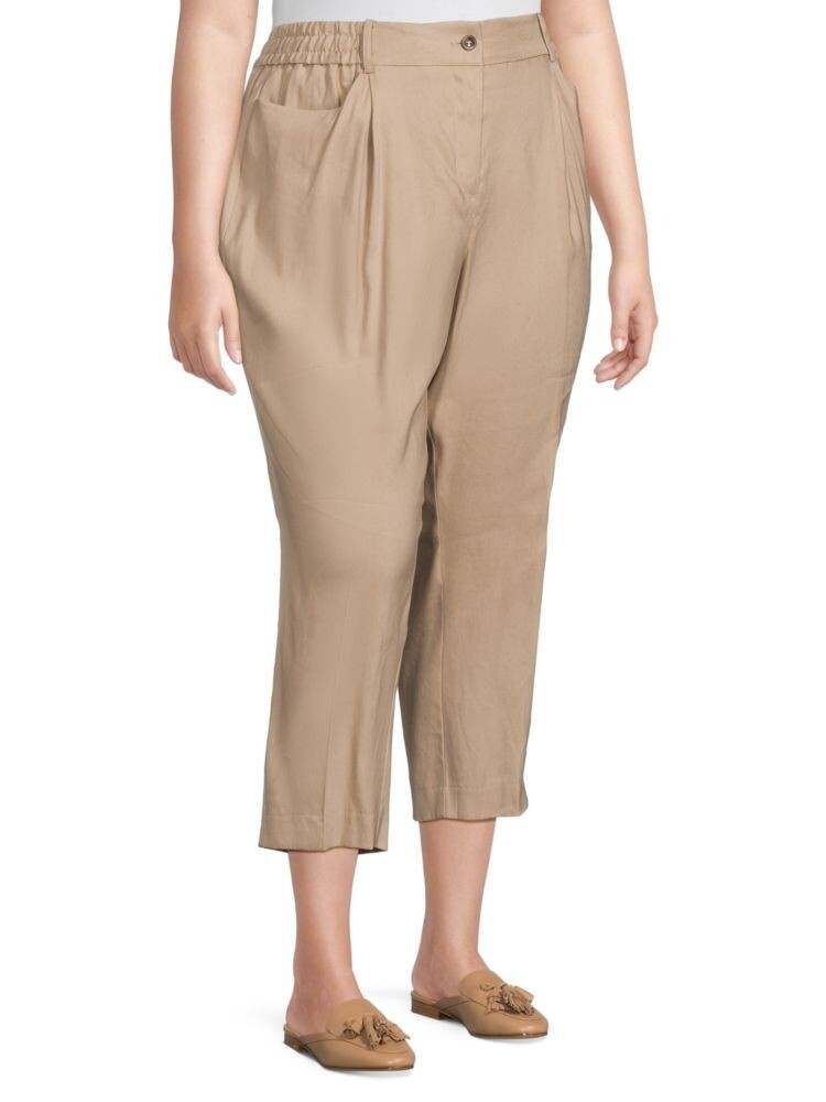 

Укороченные зауженные брюки из льняной смеси Plus Calvin Klein, цвет Mushroom