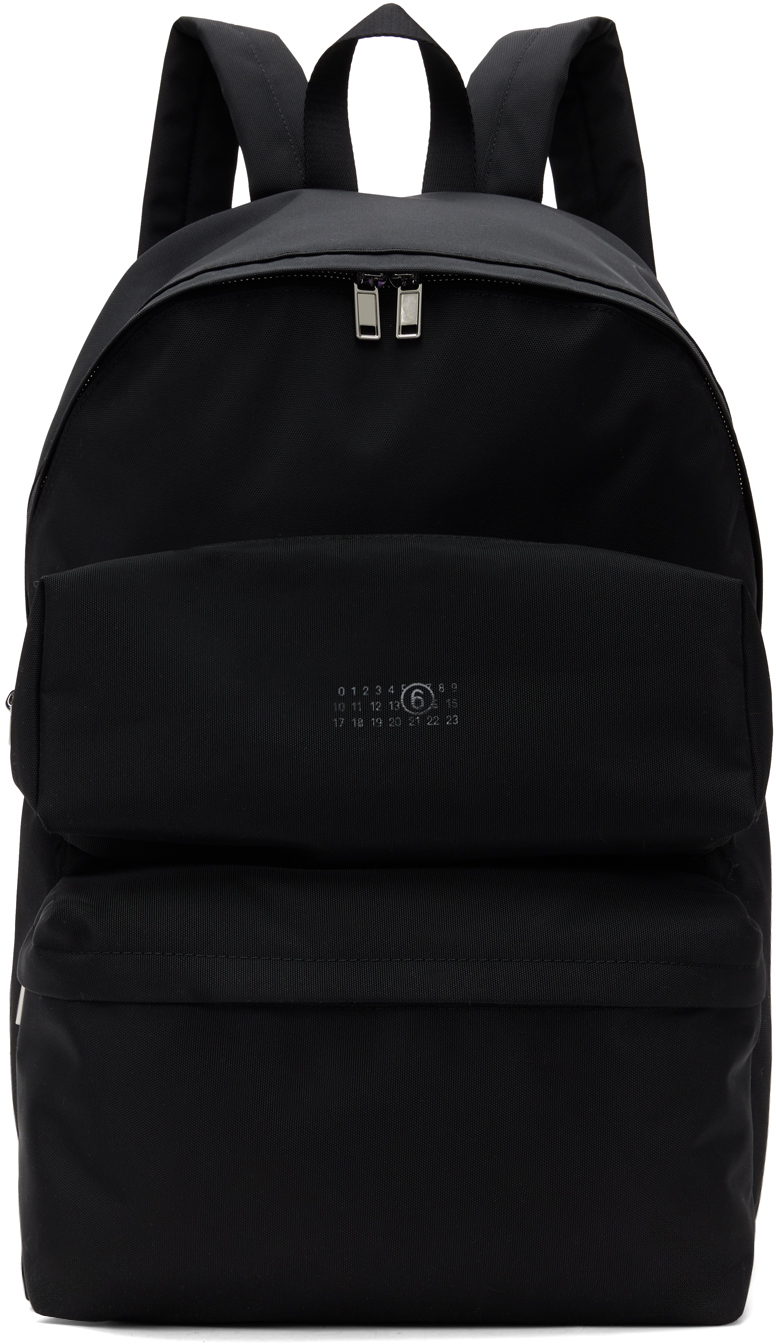 Черный рюкзак из кордуры с тремя карманами Mm6 Maison Margiela, цвет Black Margiela