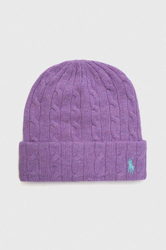 

Шерстяная шапка Polo Ralph Lauren, фиолетовый
