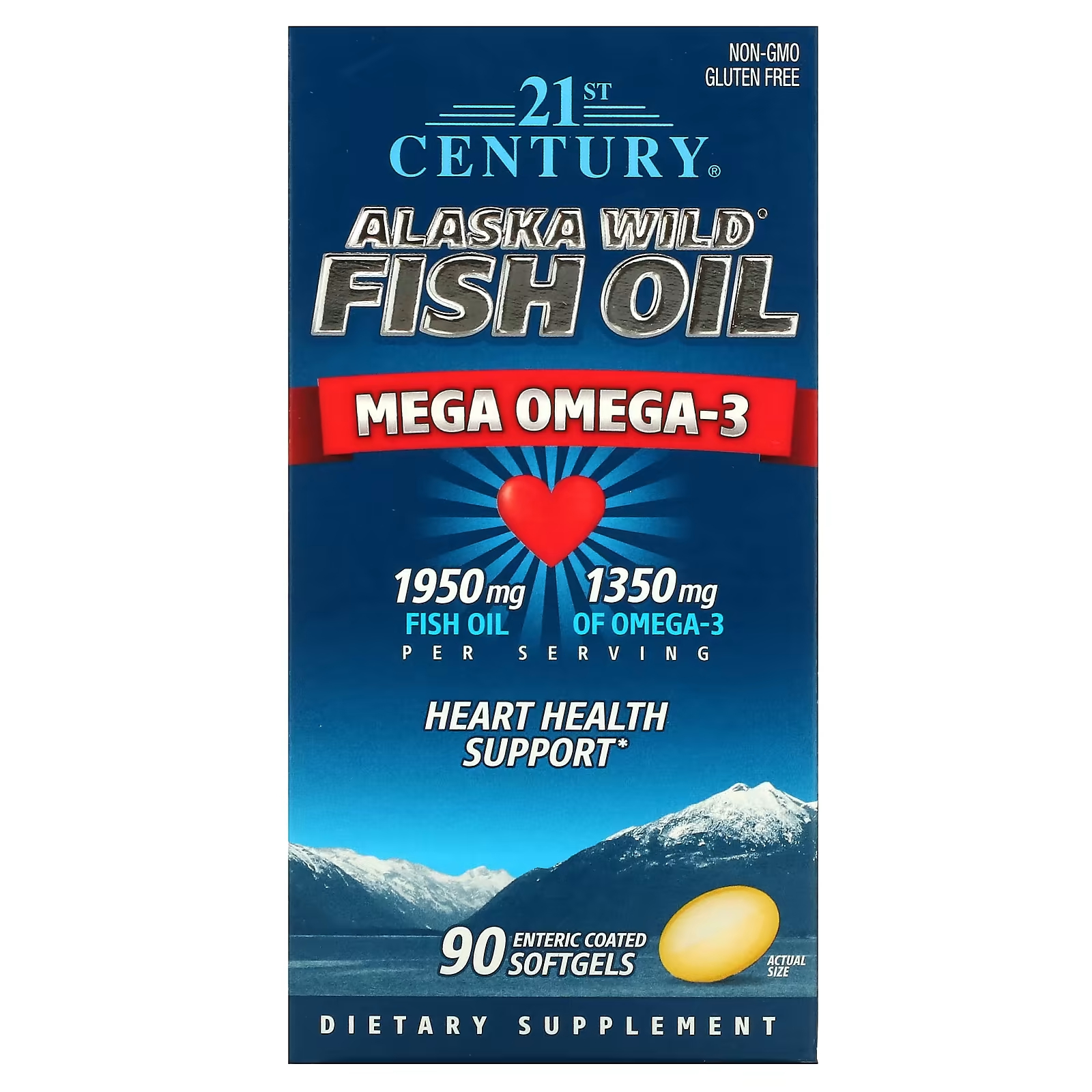 цена Пищевая добавка 21st Century Wild Fish Oil Mega Omega 3, 90 мягких таблеток