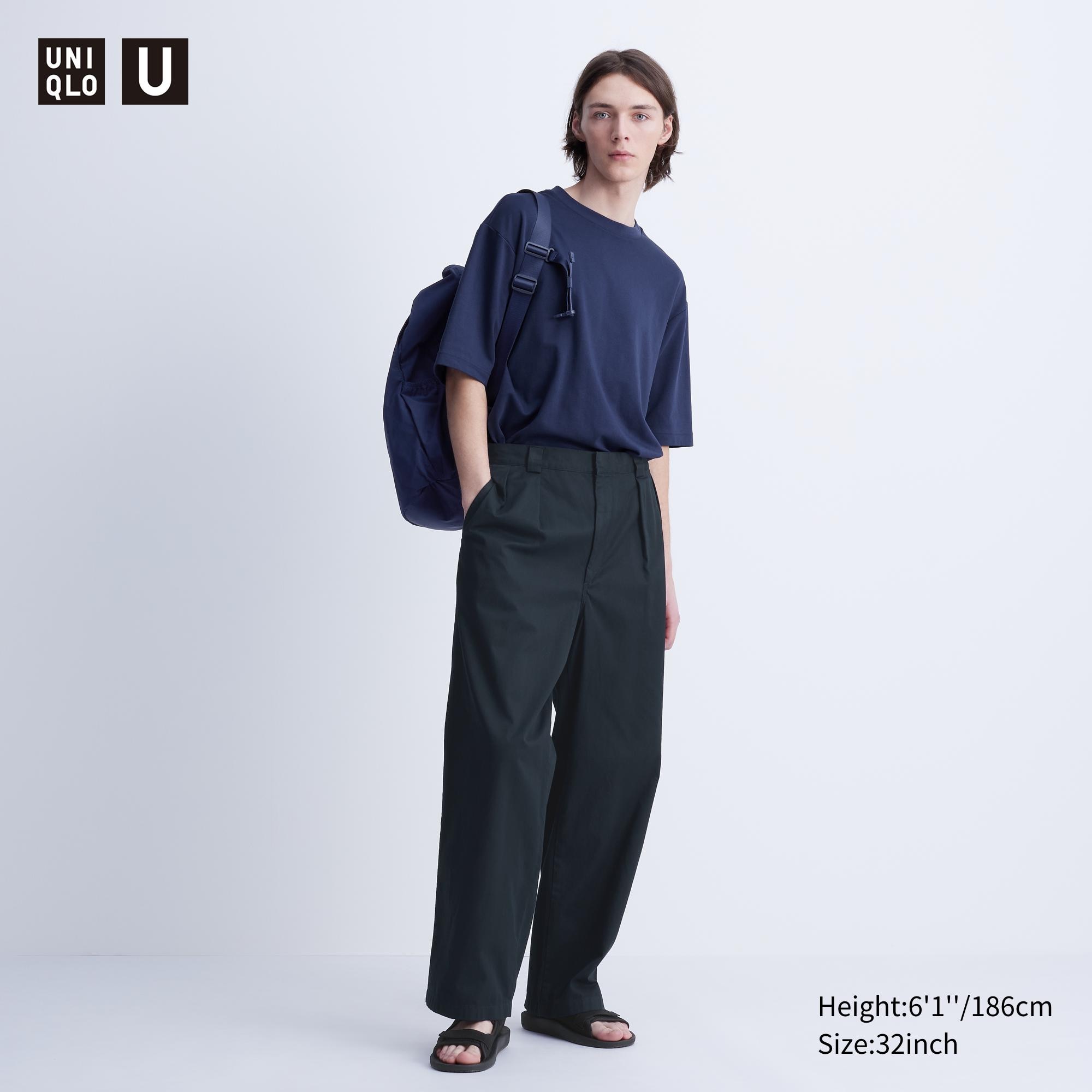 

Брюки с широкими зажимами UNIQLO, темно-синий