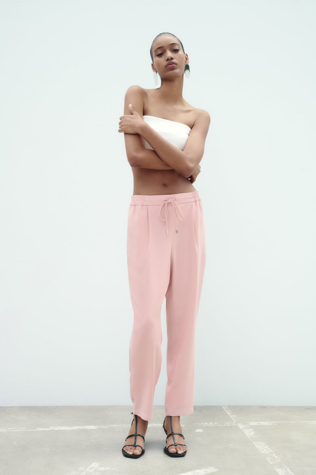 

Свободные брюки на шнурке ZARA, розовый