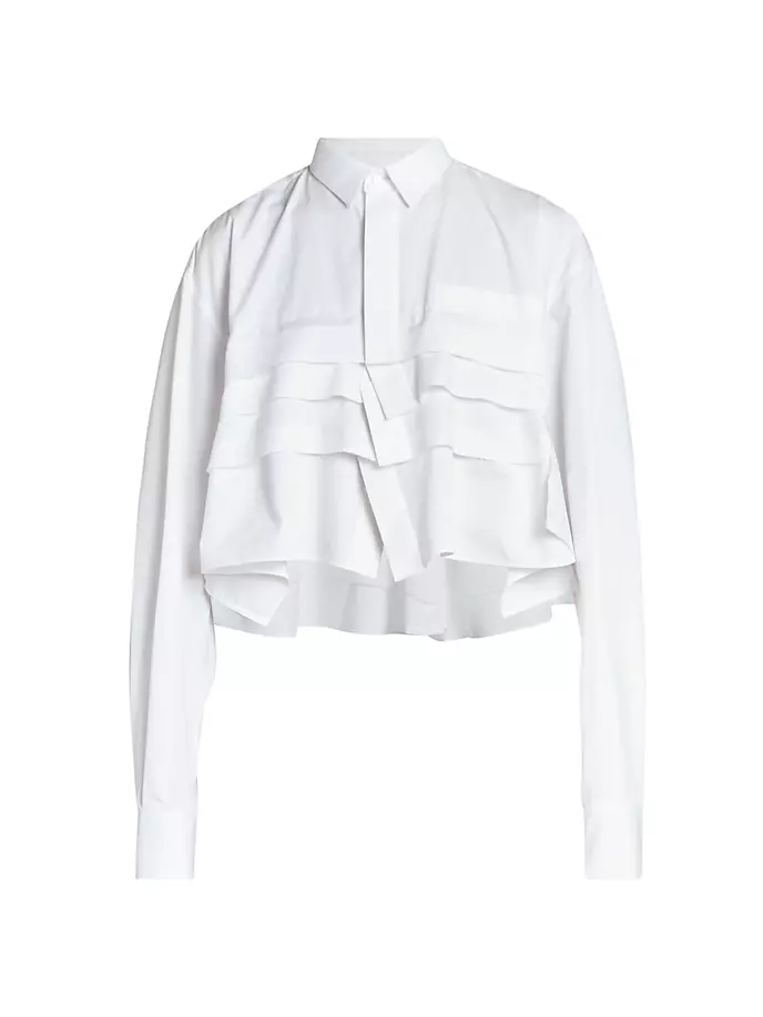 

Многоярусная рубашка из смесового хлопка Sacai, цвет off white