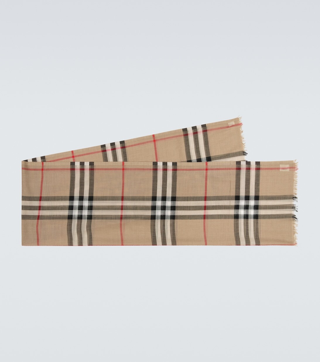 

Шарф из шерсти и шелка в клетку Burberry, бежевый