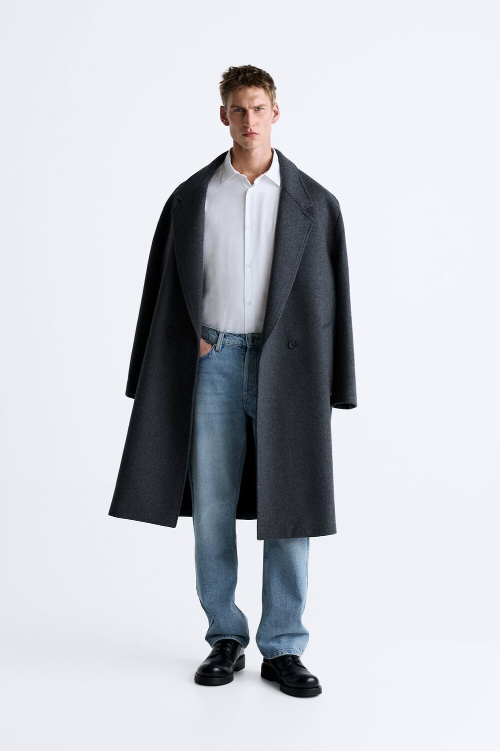 

Рубашка из фактурного твила ZARA, белый