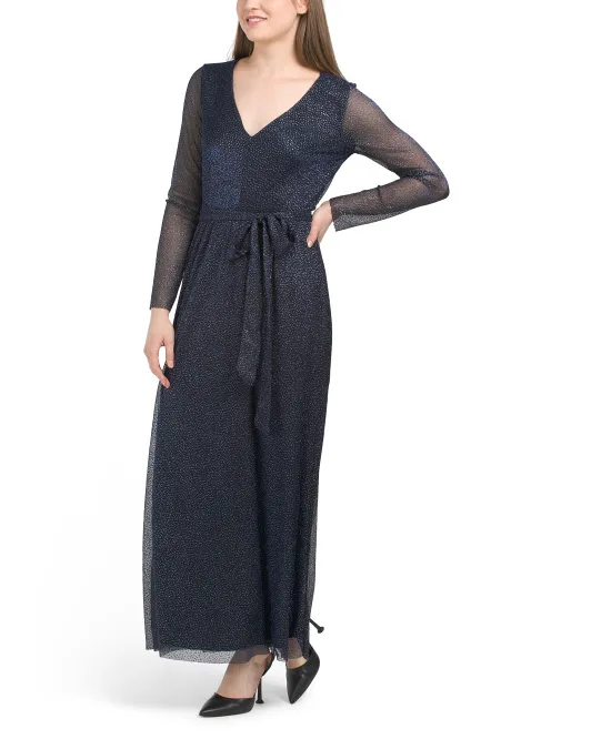 

Плиссированное платье макси с V-образным вырезом Anne Klein, цвет Mountain