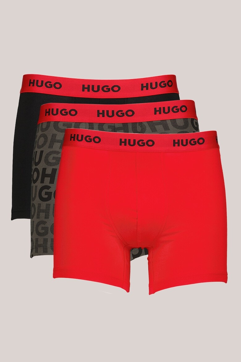 

Боксеры с логотипом - 3 пары Hugo, красный
