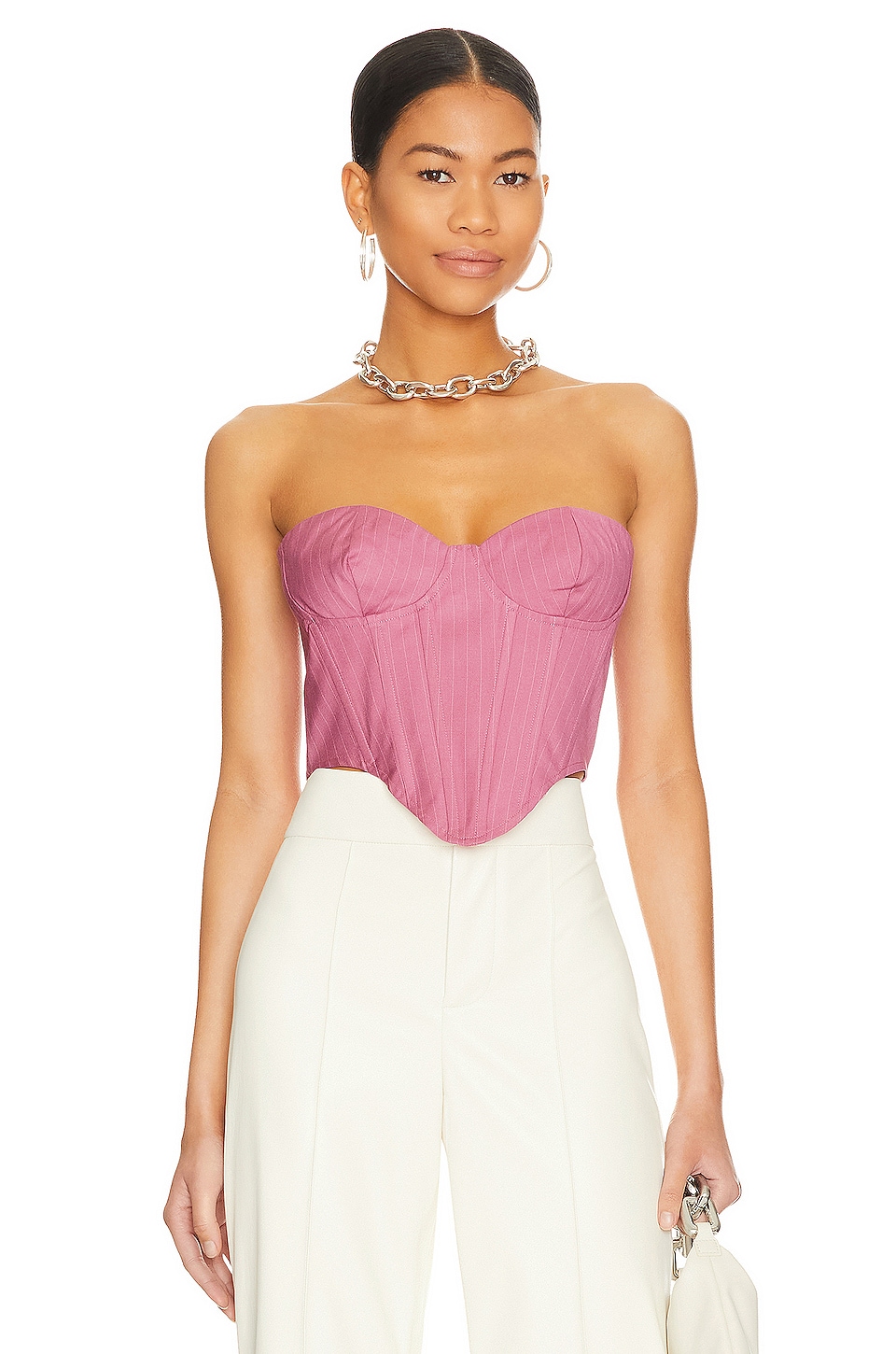 цена Топ Bardot Pin Stripe Bustier, цвет Pink Haze