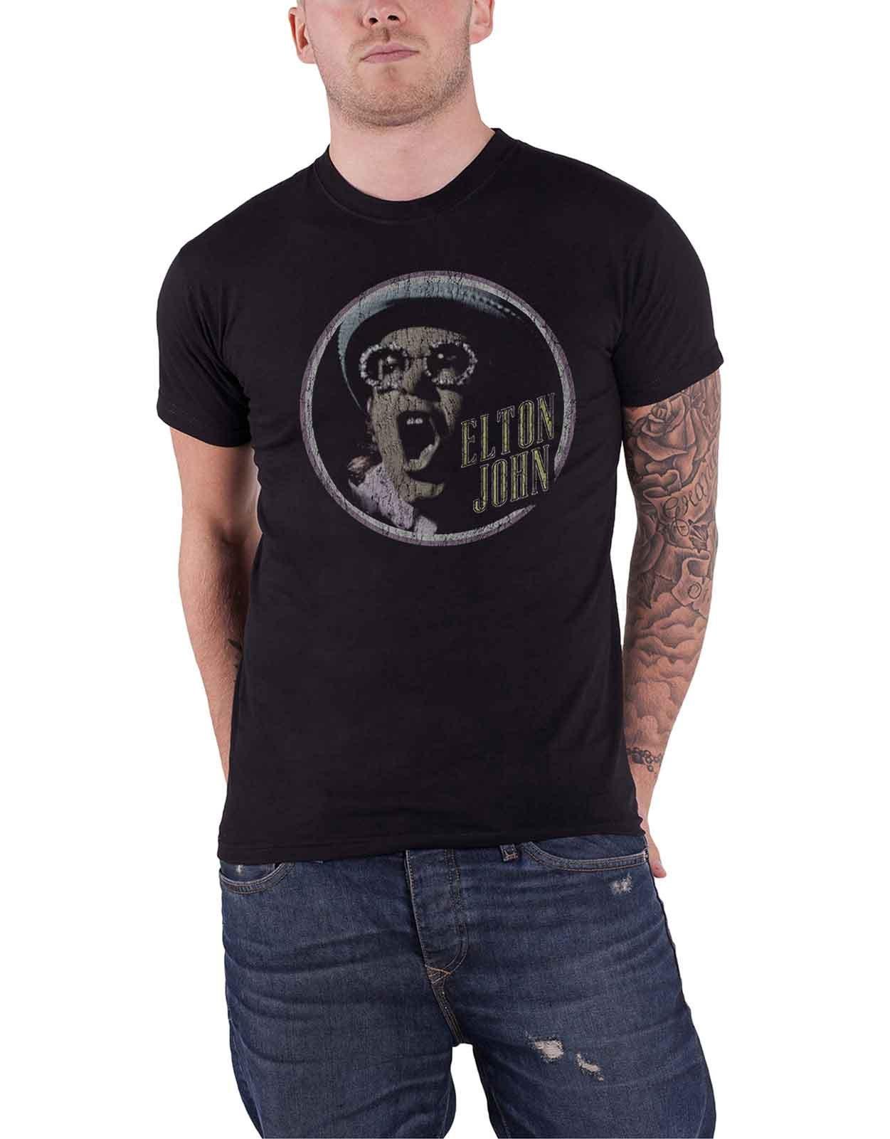 Футболка с круглым портретом «Рокетмен» Elton John, черный футболка рокетмен звездная ночь elton john черный