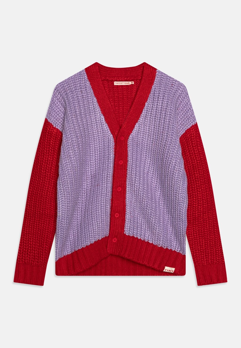 

Кардиган COLOR BLOCK UNISEX TINYCOTTONS, цвет lilac/deep red