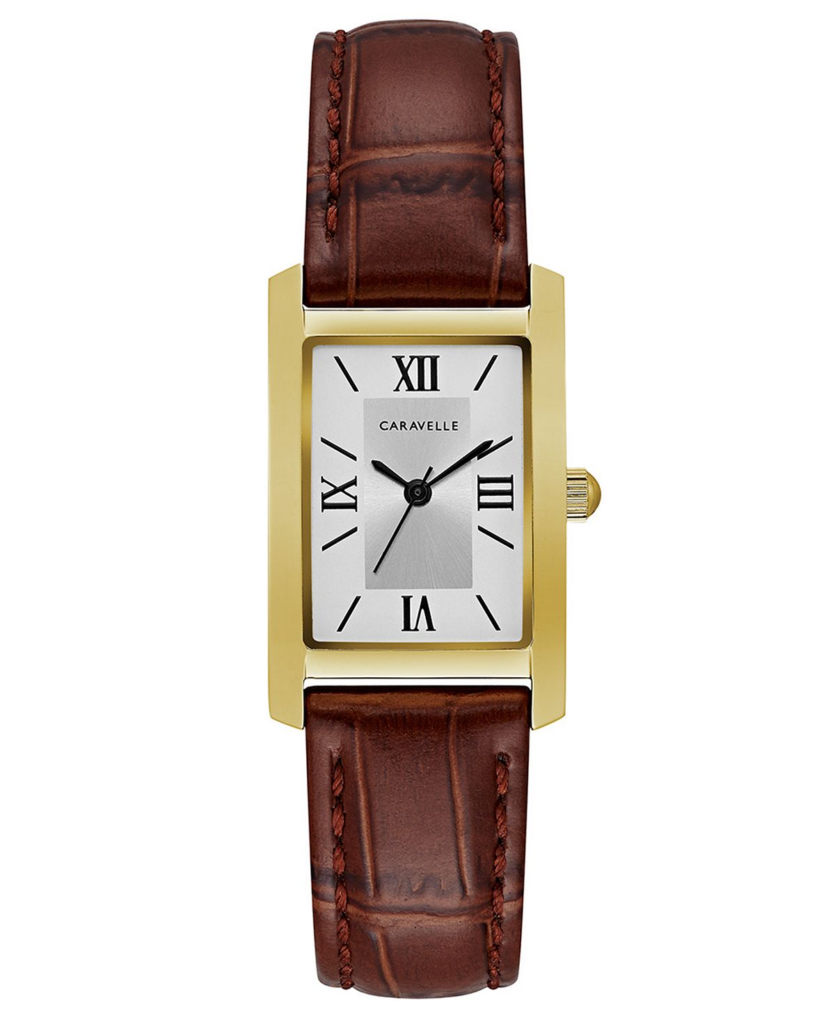 цена Женские часы 21x33 мм с коричневым кожаным ремешком Caravelle