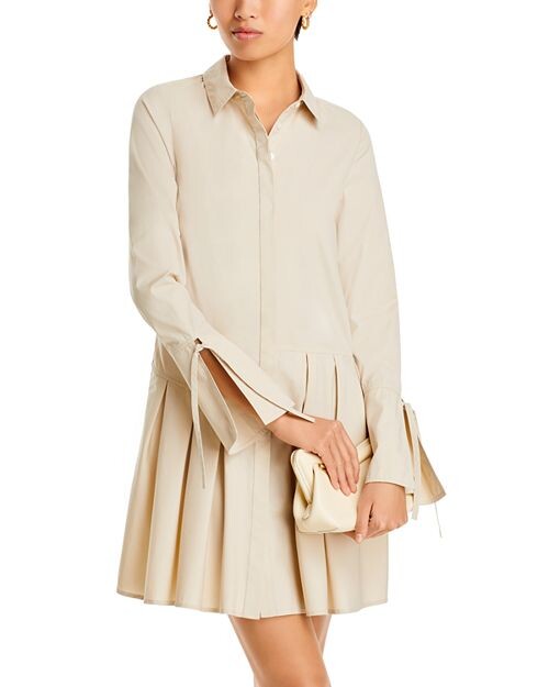 

Плиссированное платье-рубашка Andrea Derek Lam 10 Crosby, цвет Tan/Beige