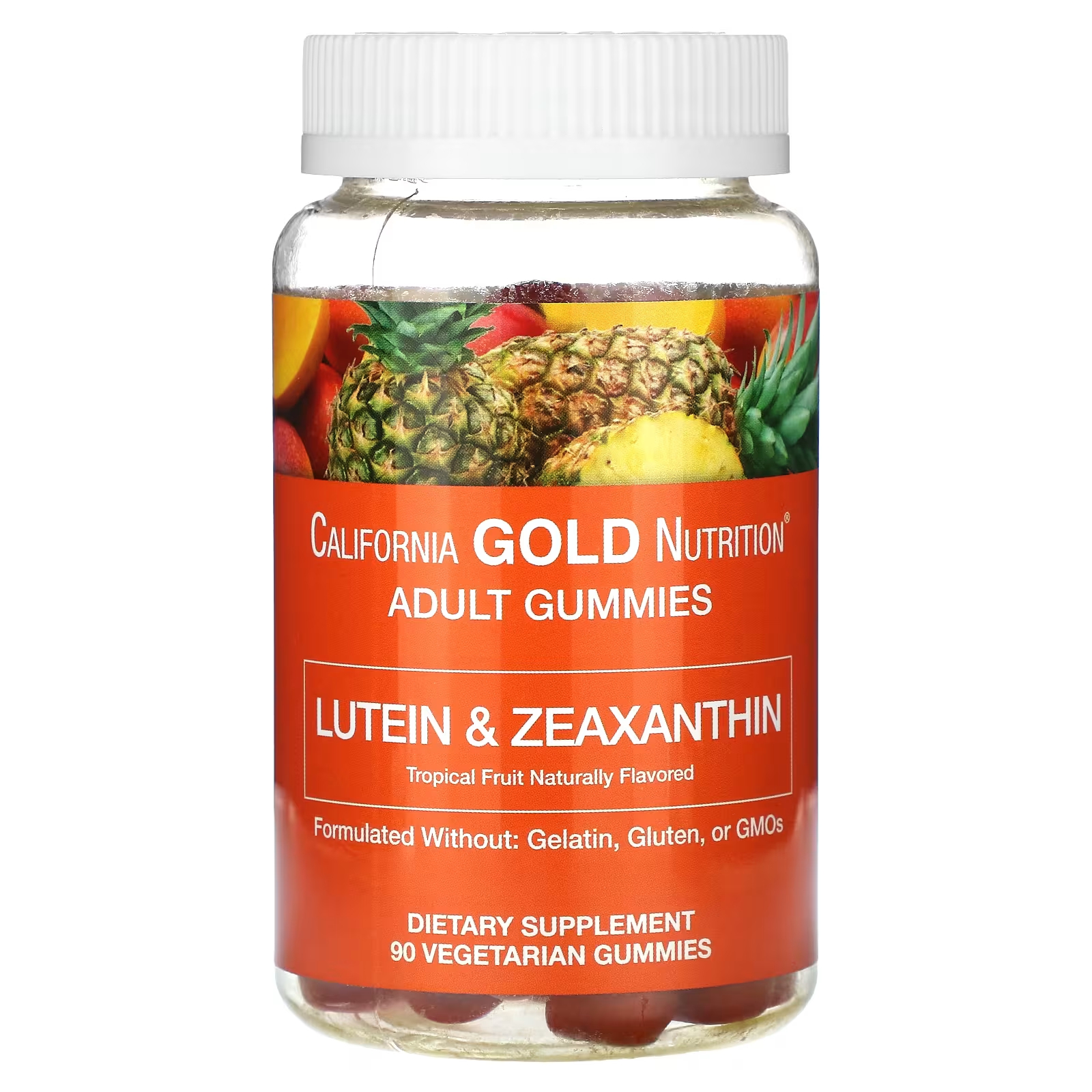 California Gold Nutrition Жевательные конфеты с лютеином и зеаксантином Тропические 90 вегетарианских жевательных конфет