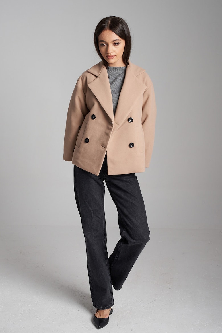 Короткое пальто из шерсти и двубортное Innes Atelier, бежевый