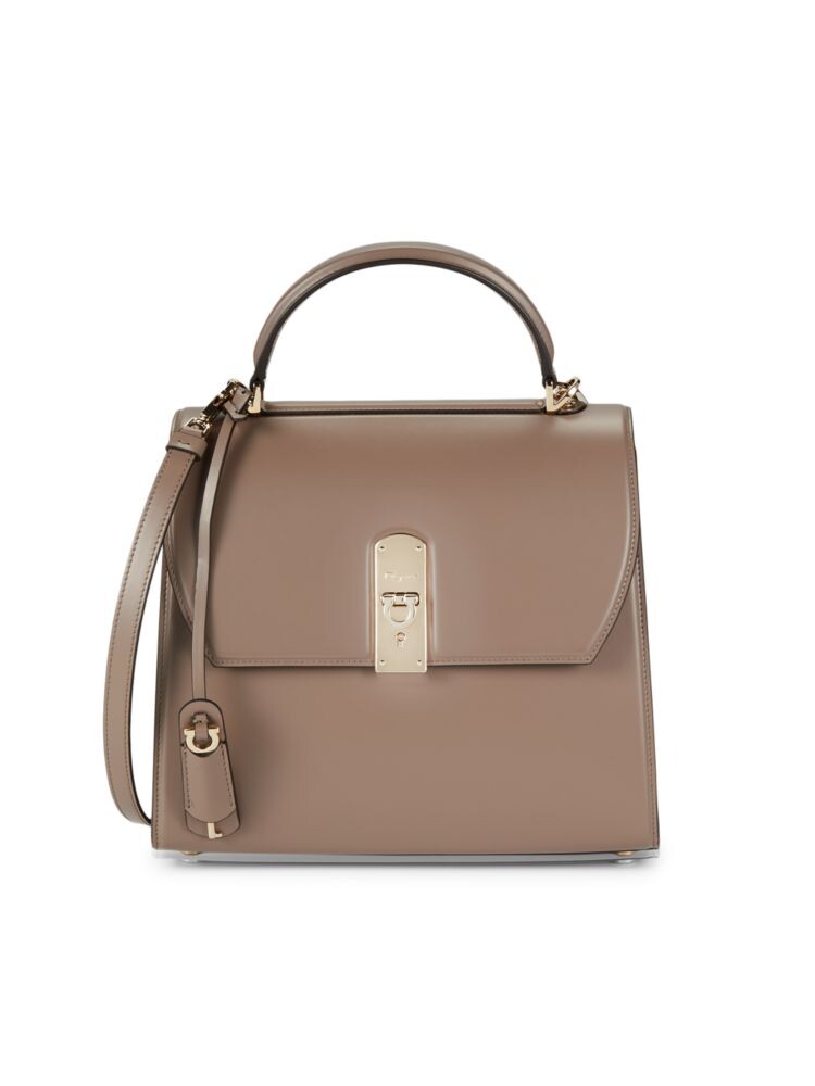 

Прямая кожаная сумка-портфель Ferragamo, бежевый