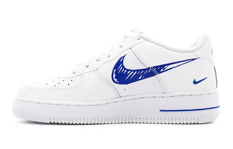 

Nike Air Force 1 Low GS Doodle Swoosh — белый гоночный синий