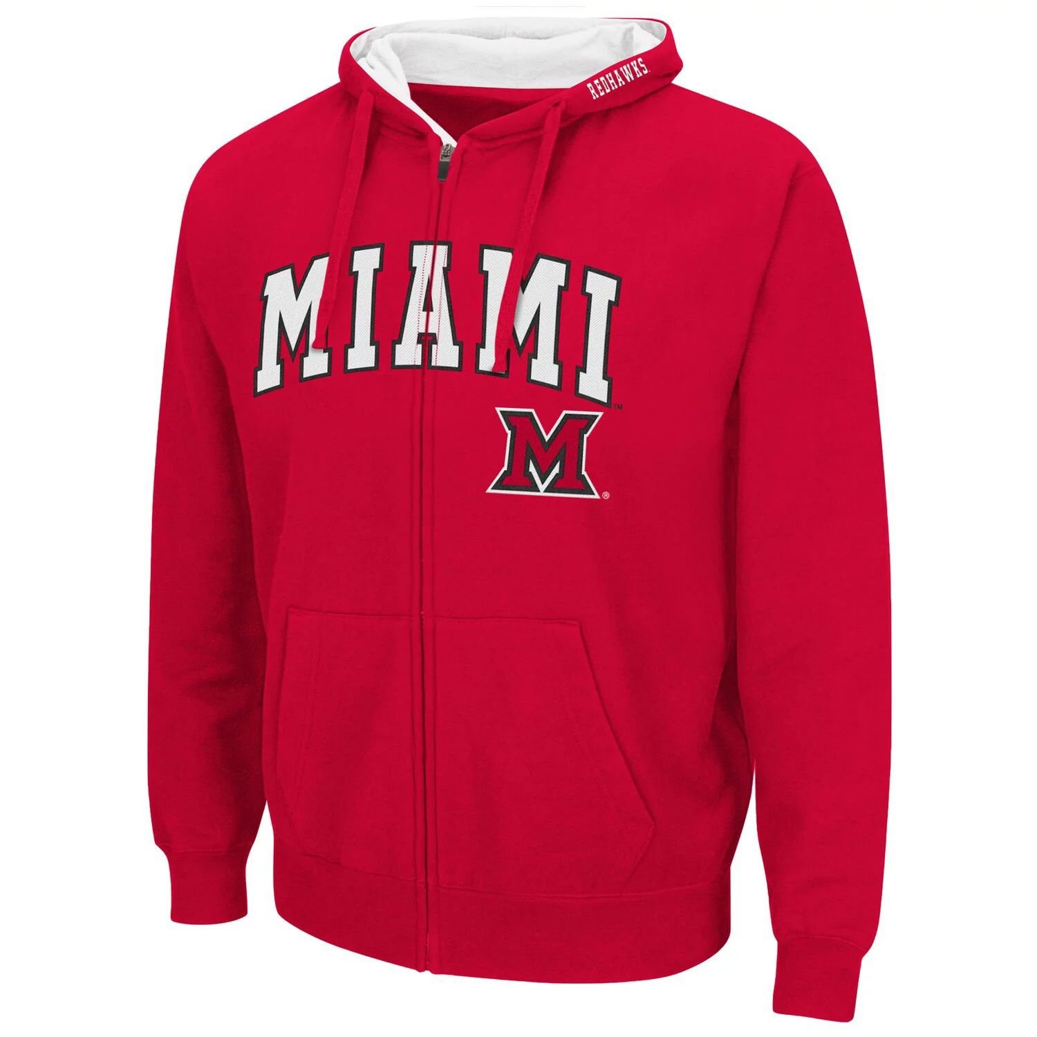 

Мужская красная толстовка с молнией во всю длину Miami University RedHawks Arch & Logo 3.0 Colosseum, Красный