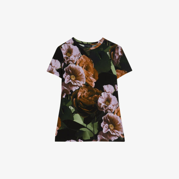 

Футболка стандартного кроя Morlaa из эластичной ткани с цветочным принтом Ted Baker, черный