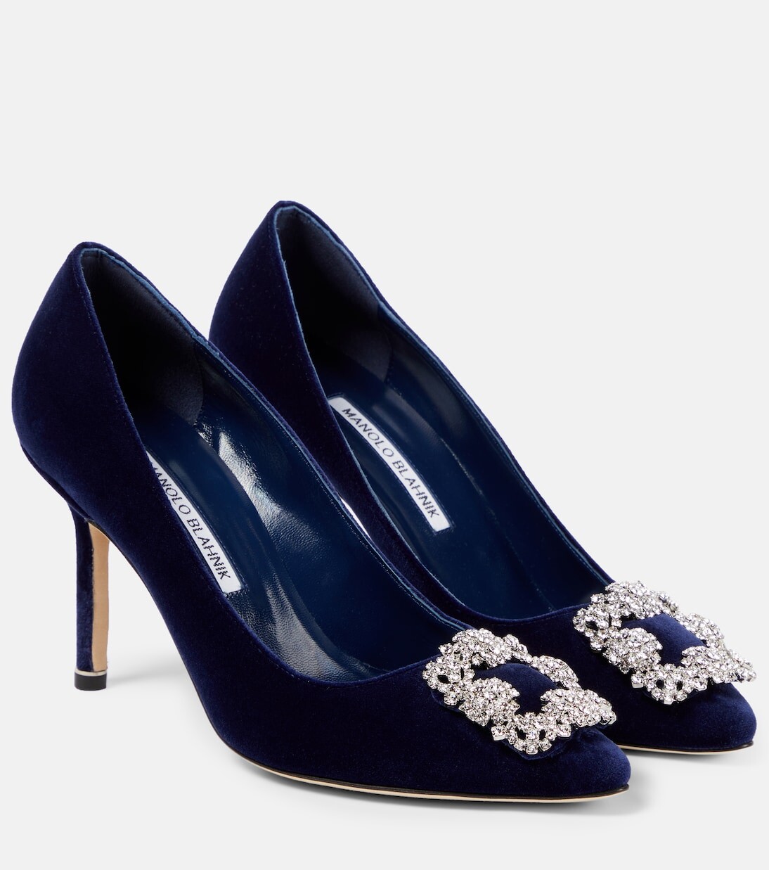 Бархатные туфли hangisi 90 с декором Manolo Blahnik, синий