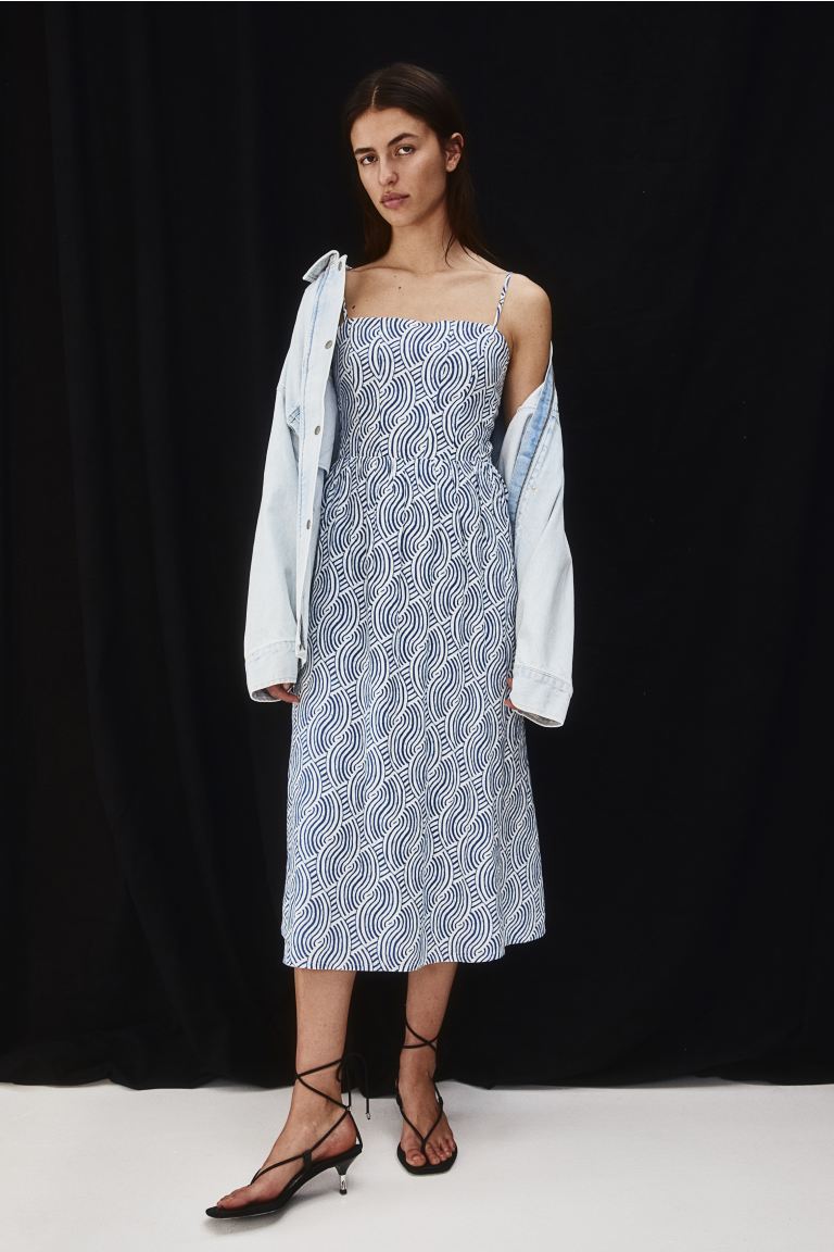 Платье миди из смеси льна H&M, синий