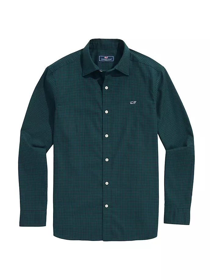 

Рубашка из твила в мелкую клетку Vineyard Vines, цвет charleston green