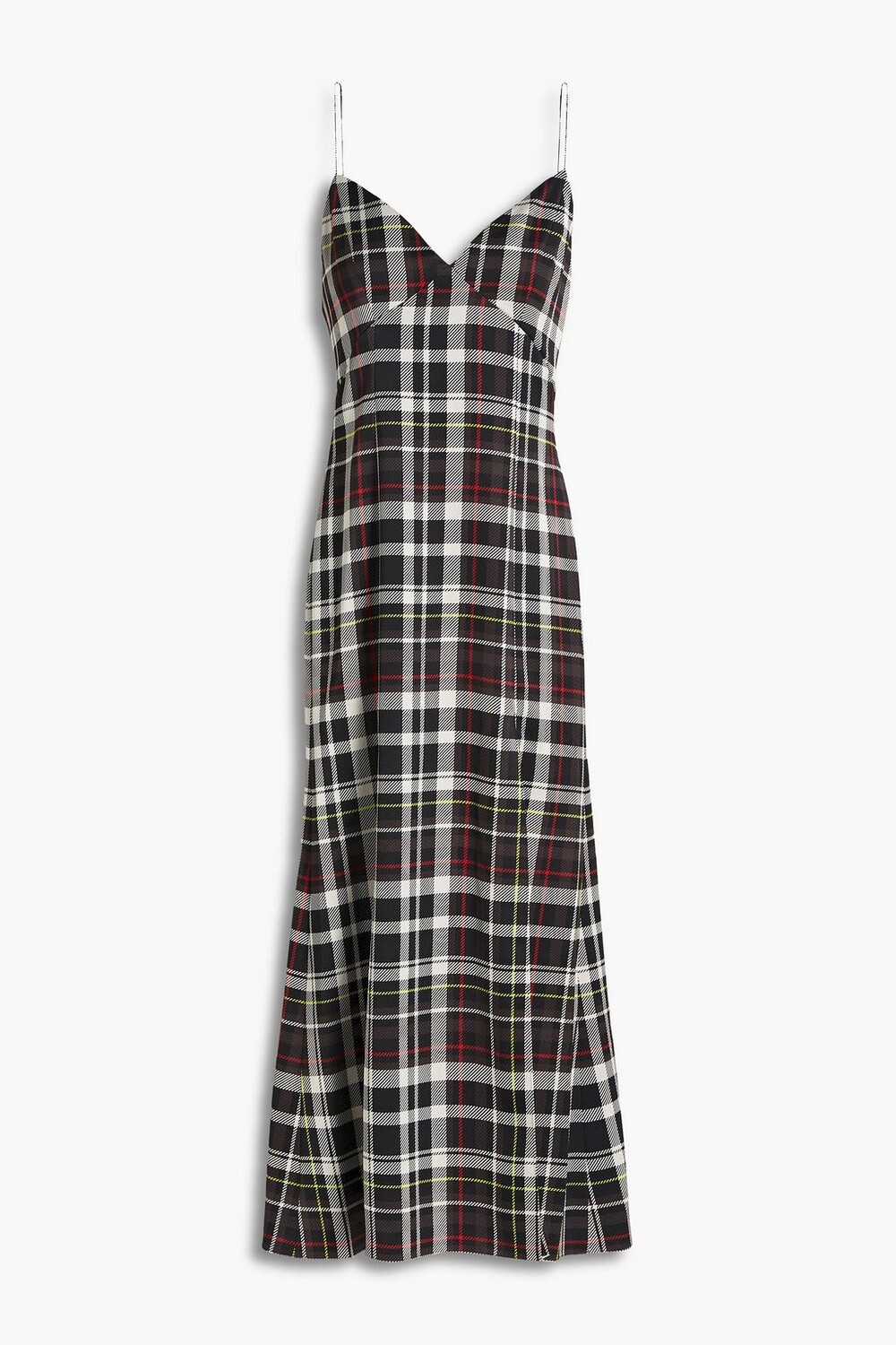 

Атласное платье-комбинация миди в клетку Julietta ALICE + OLIVIA, черный