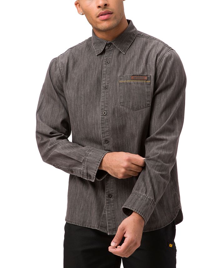 Мужская джинсовая рубашка на пуговицах Caterpillar, серый пицца классика фирменная