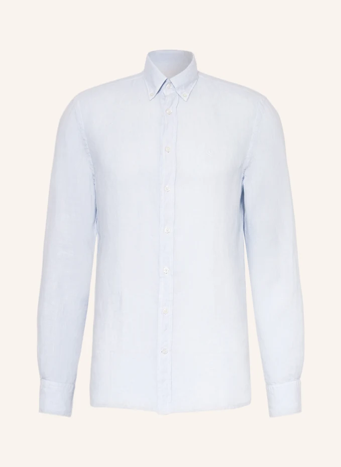 

Льняная рубашка узкого кроя Hackett London, синий