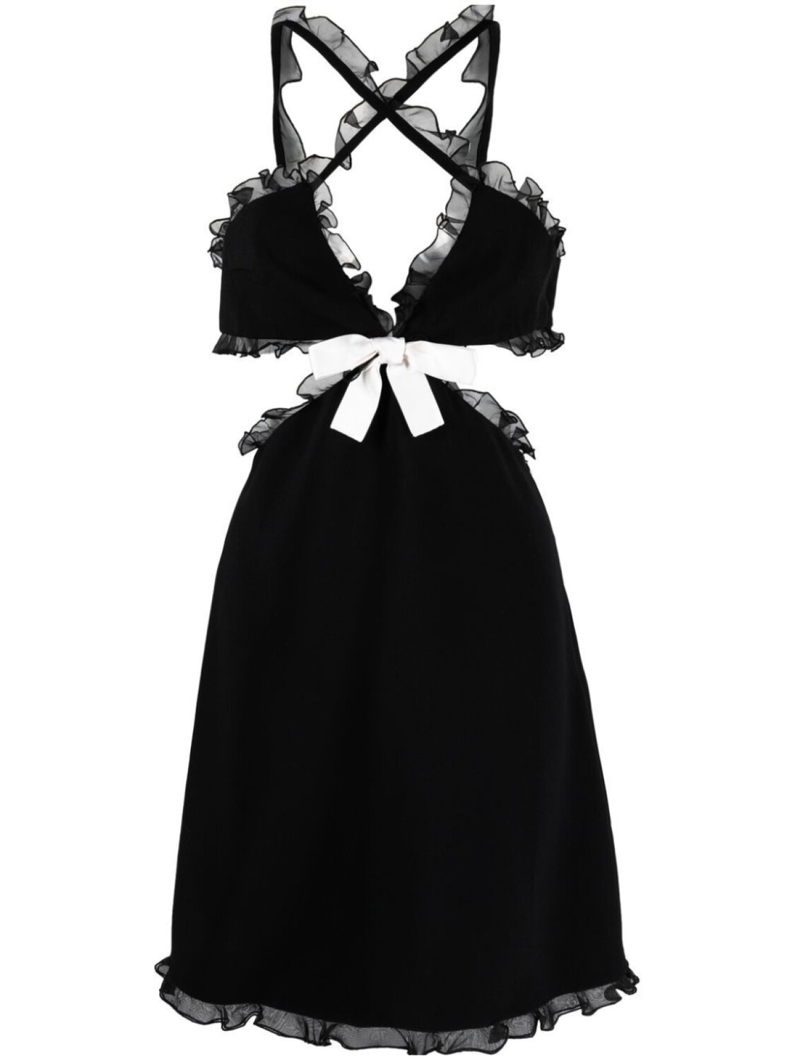 

Giambattista Valli платье мини с бантом и оборками из тюля, черный