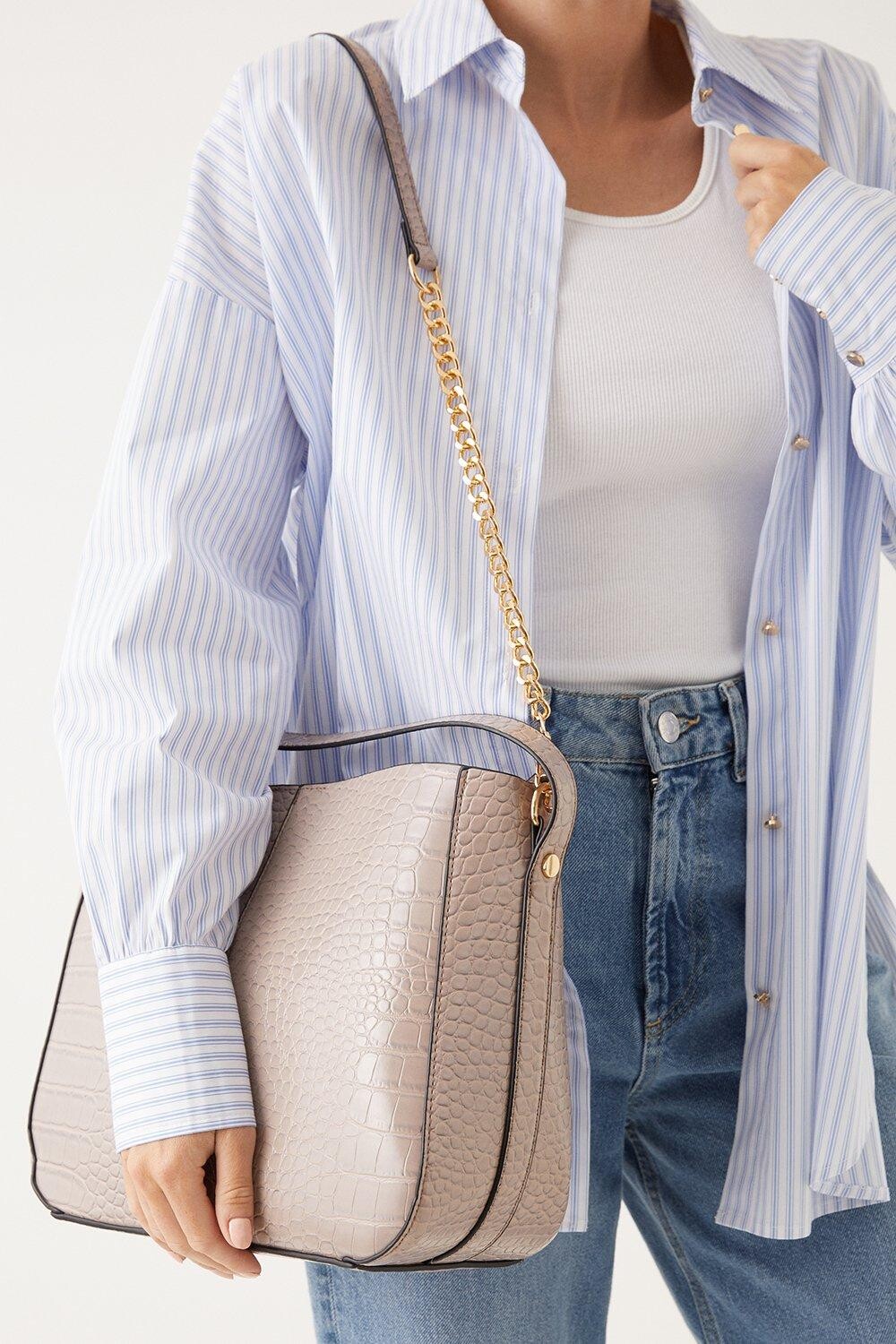 

Большая сумка-тоут с кошельком Teya Croc Dorothy Perkins, нейтральный