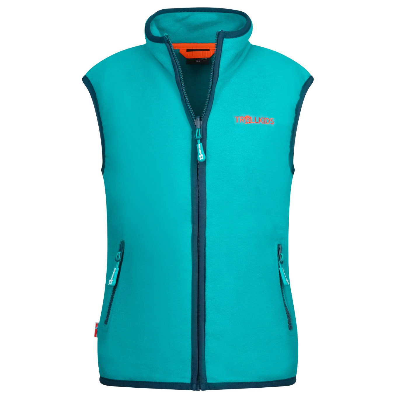 ветрозащитный жилет trollkids kid s balestrand vest цвет kiwi mystic blue green lizard Флисовый жилет Trollkids Kid's Arendal Vest, цвет Lake Blue/Mystic Blue