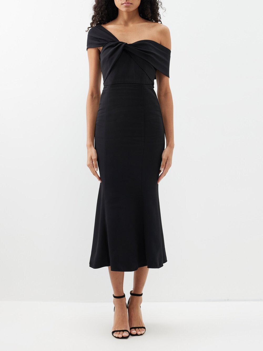 

Асимметричное платье миди из эластичного кади Roland Mouret, черный