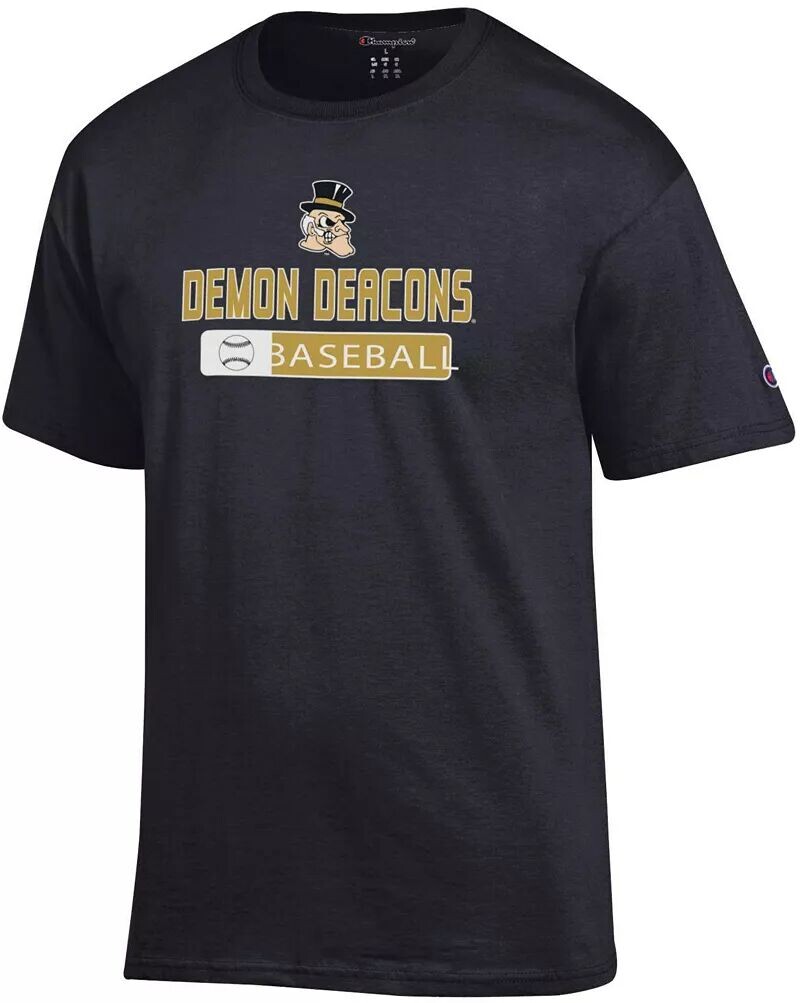 

Мужская черная бейсбольная футболка Champion Wake Forest Demon Deacons