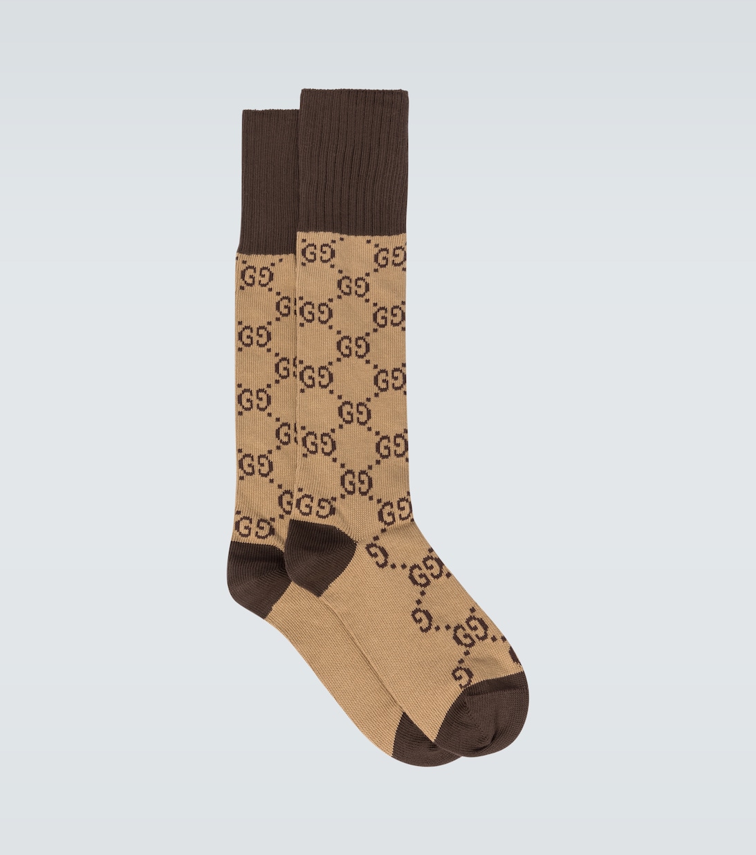 Носки из смесового хлопка с узором GG Gucci, бежевый трикотажные носки с фирменным узором из смесового бамбука 4th