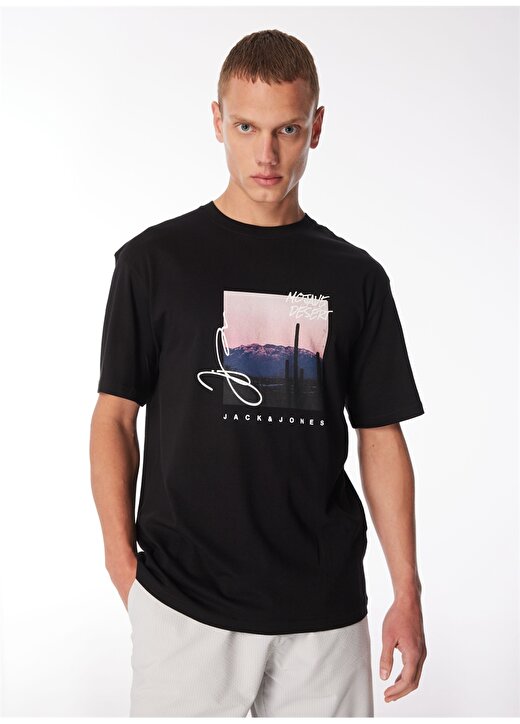 

Черная мужская футболка с круглым вырезом JORARUBA PHOTO TEE SS CREW Jack & Jones, черный