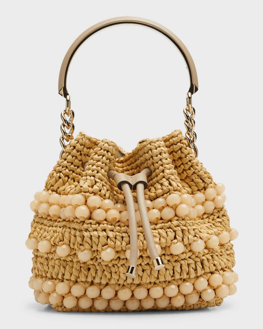 

Сумка-мешок Bon Bon из рафии с бисером Jimmy Choo