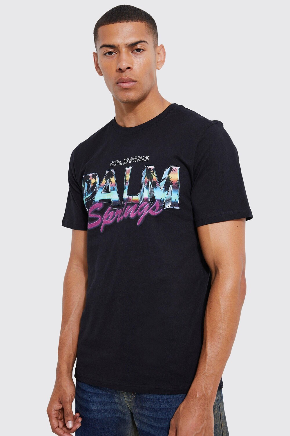 

Футболка с принтом palm springs paradise Boohoo, черный