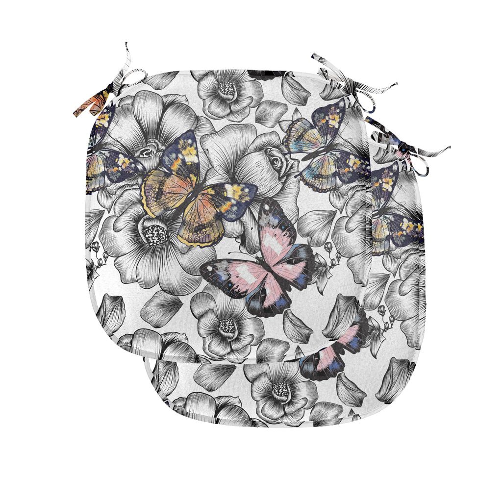 

Подушки на обеденный стул ABAKUHAUS Butterfly, животное летнего сезона, декоративная водонепроницаемая подушка с ремнями для кухонных сидений, 40 см x 40 см — упаковка из 2 шт., бледно-розовый, оранжевый, черный