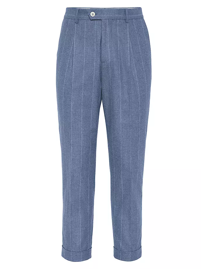 

Брюки свободного кроя со складками Brunello Cucinelli, цвет denim