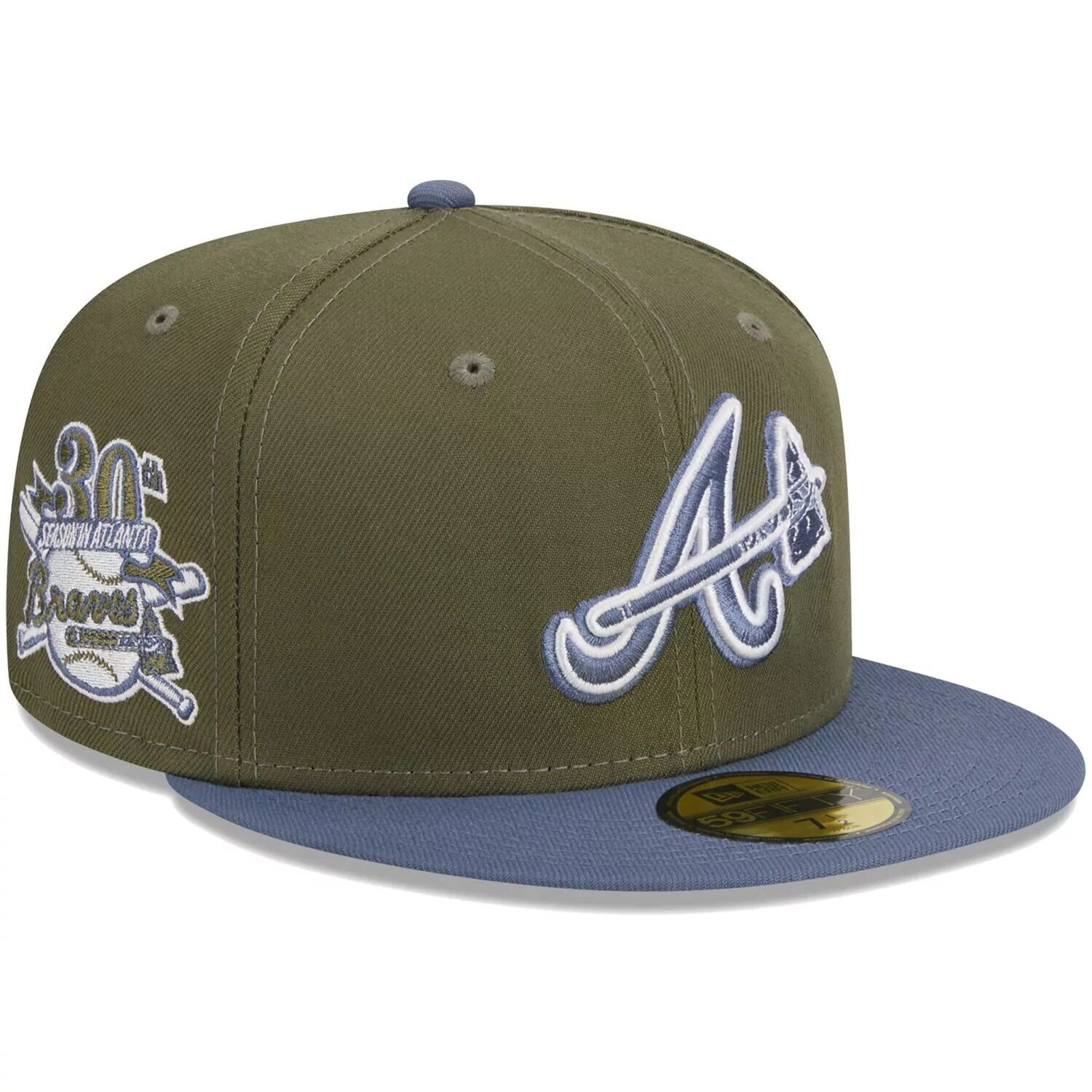 

Мужская приталенная шляпа New Era оливково-синего цвета Atlanta Braves 59FIFTY