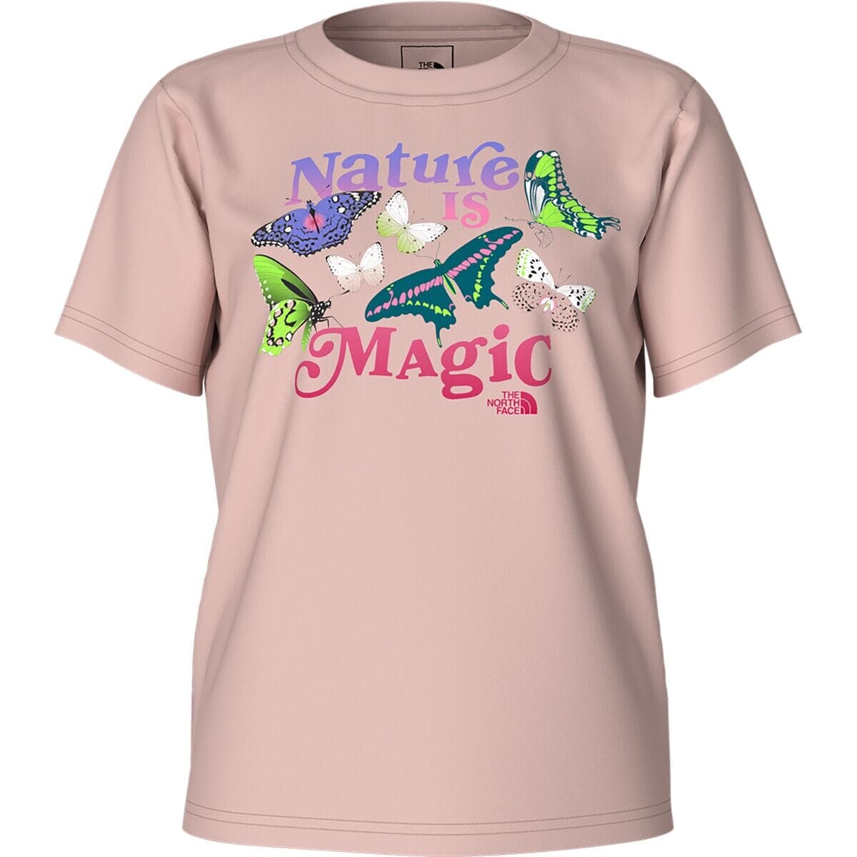 

Футболка с короткими рукавами и рисунком – для девочек The North Face, цвет pink moss/nature is magic graphic