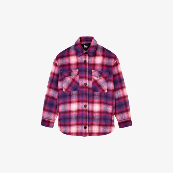 

Куртка из смесового хлопка в клетку с накладными карманами The Kooples, черный
